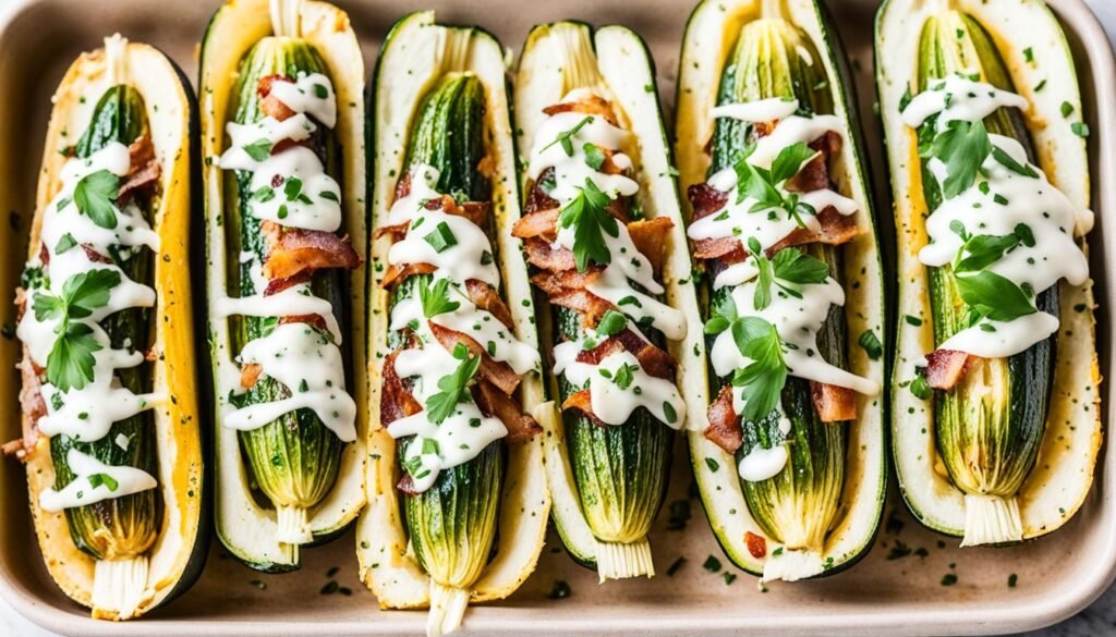 Air Fryer Loaded Zucchini Skins